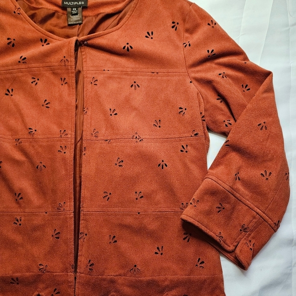 Multiples Womens Burnt Orange Dress Jacket With Scalloped Bottom Size PS - Picture 2 of 9
